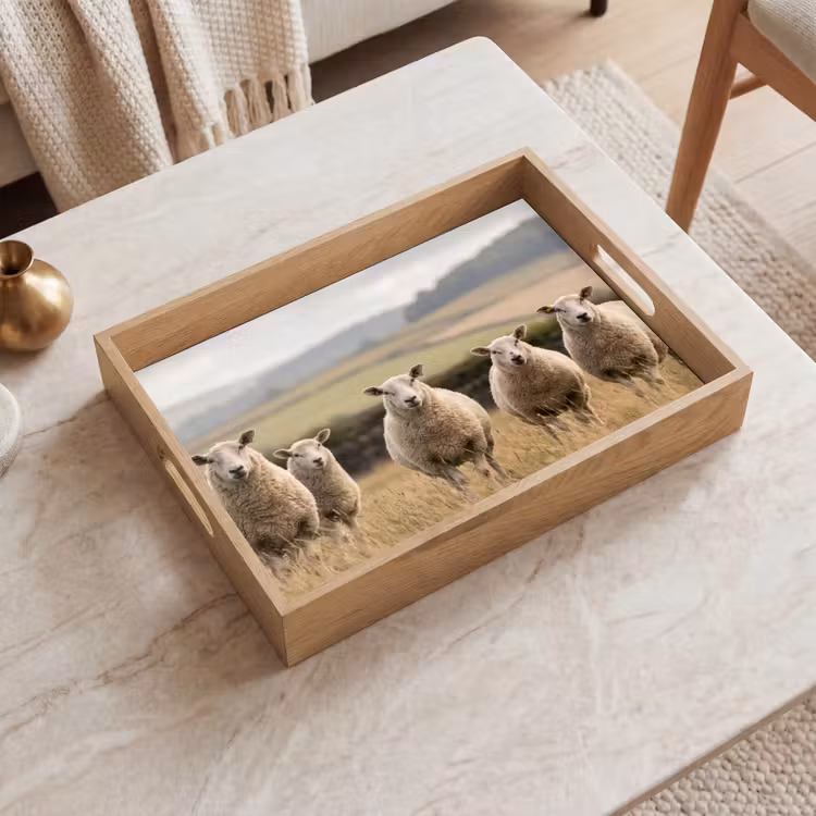 Dienblad - Schapen - Weidenlandschap - Heuvels — 2