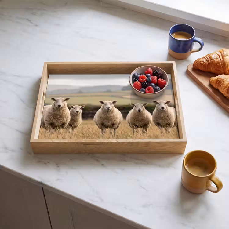 Dienblad - Schapen - Weidenlandschap - Heuvels — 3