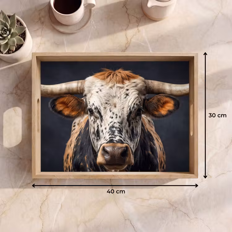 Dienblad - Stier - Kleurrijk - Hoorns — 7