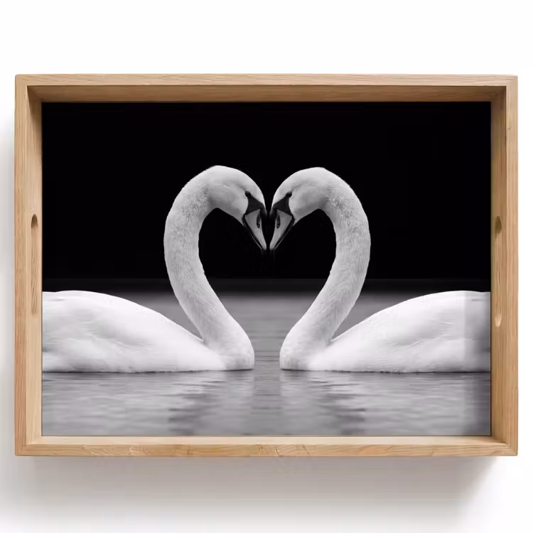 Dienblad - Zwanen - Hart - Zwart - Wit — 1