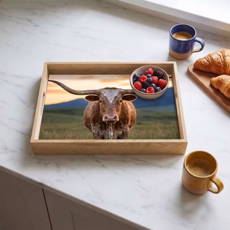Dienblad - Longhorn - Landschap - Zonsondergang — 3