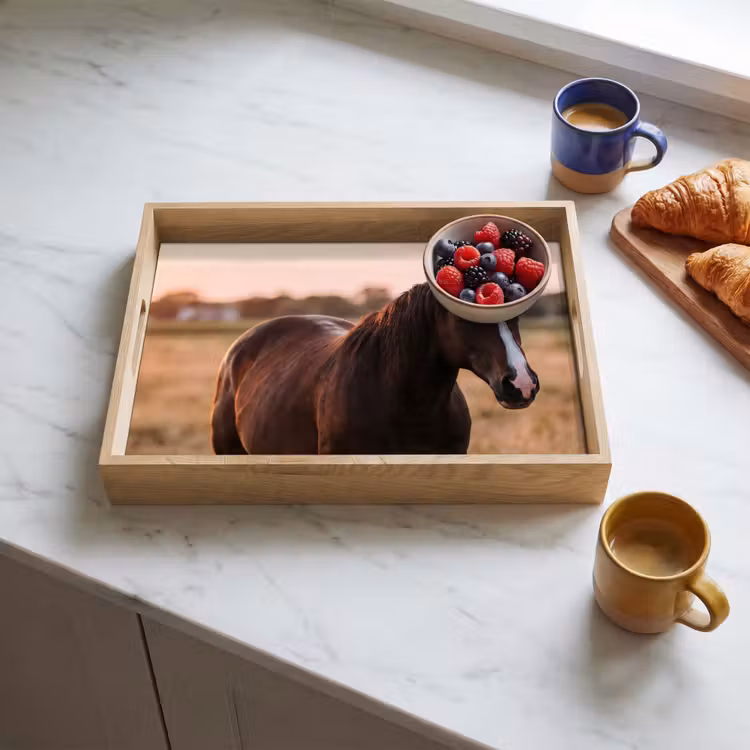 Dienblad - Paard - Zonsondergang - Bruin — 3
