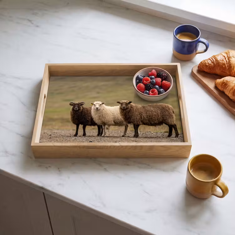 Dienblad - Schapen - Bruin - Wit - Grindpad — 3