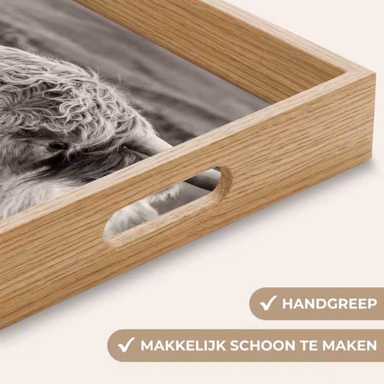 Dienblad - Schotse hooglander - Zwart - Wit - Hout — 8