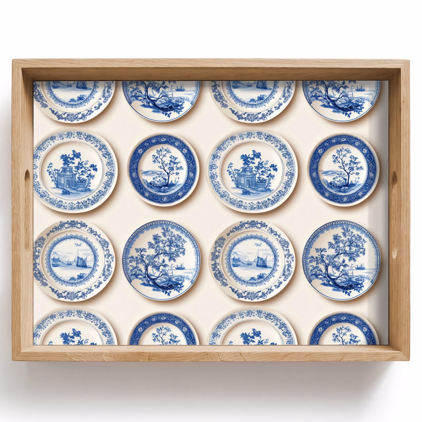 Dienblad - Borden - Bomen - Planten - Blauw — 1