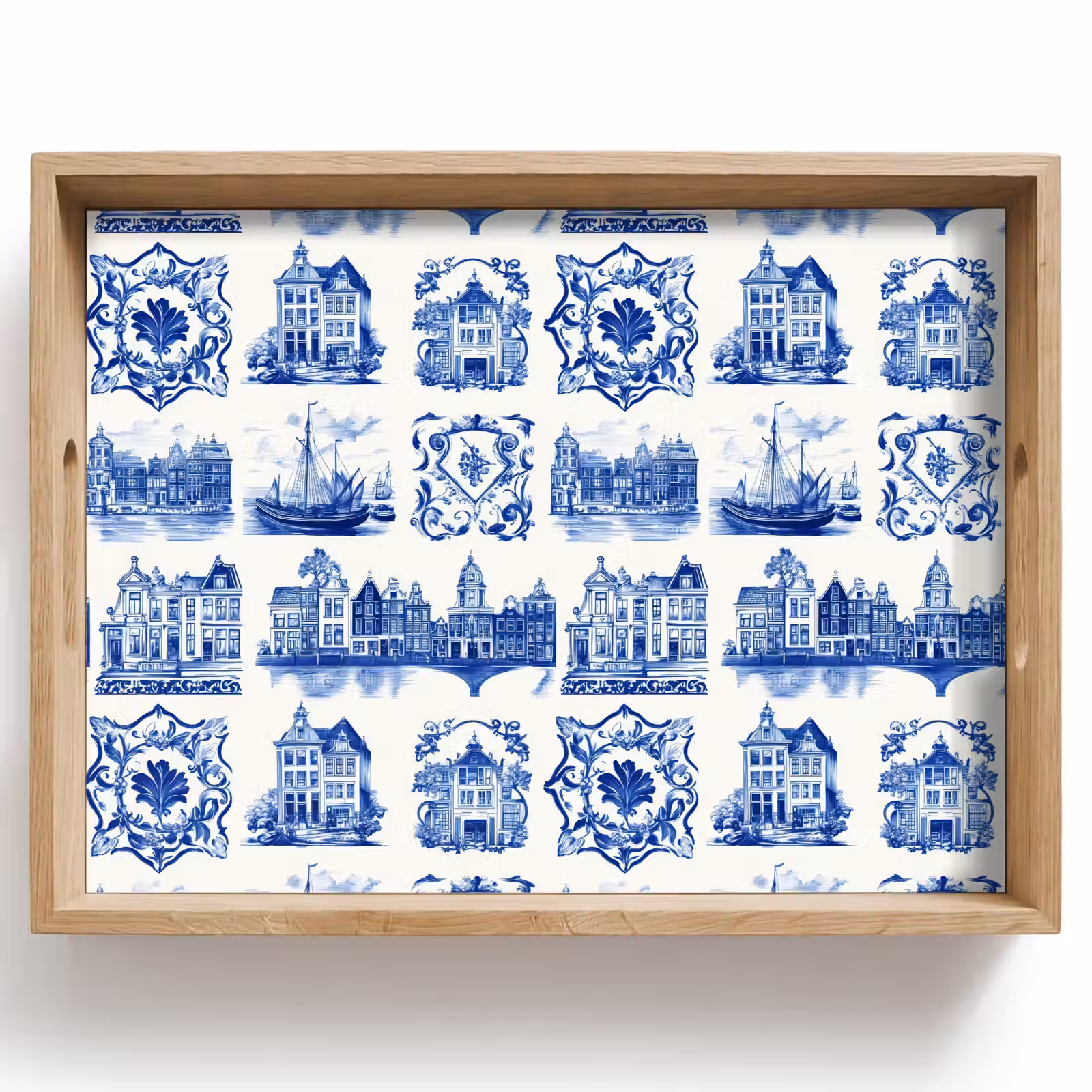 Dienblad - Huizen - Schepen - Blauw — 1
