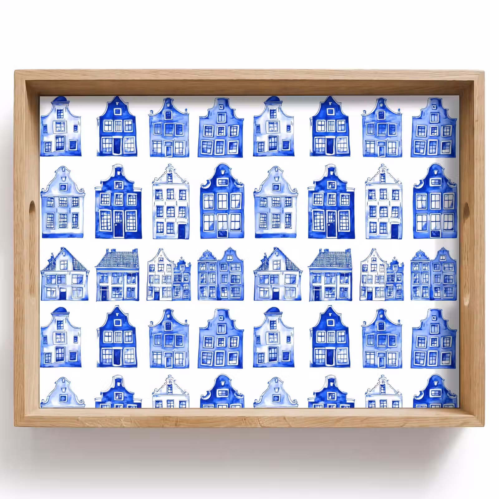 Dienblad - Patroon - Huizen - Blauw — 1