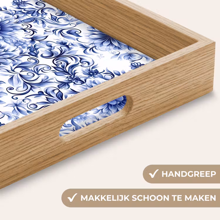 Dienblad - Bloemen - Blauw - Patroon - Wit — 8