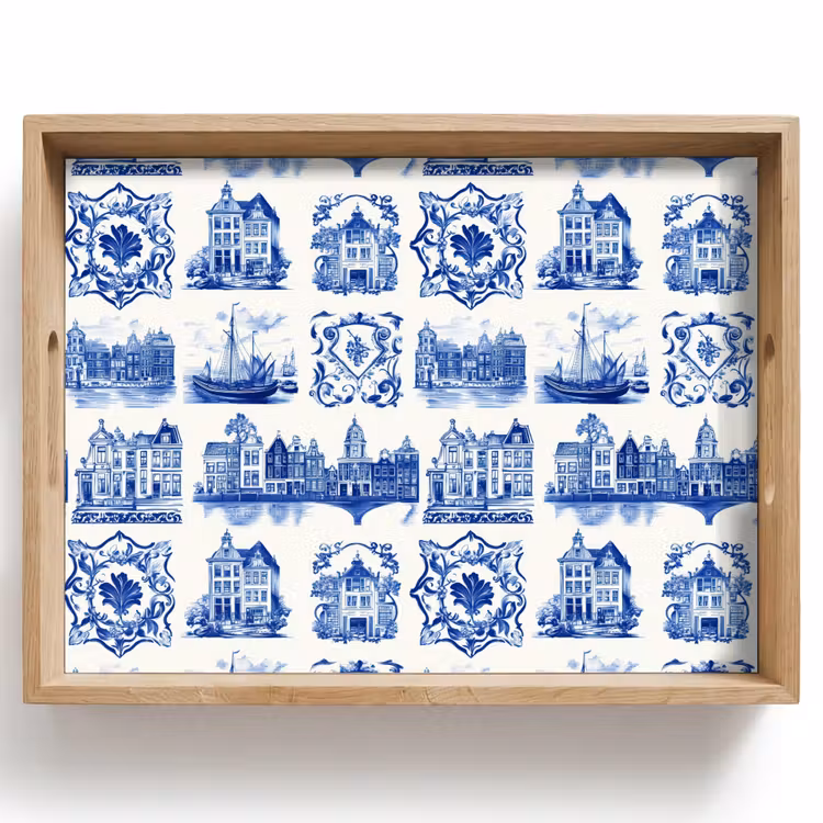 Dienblad - Huizen - Schepen - Blauw — 1