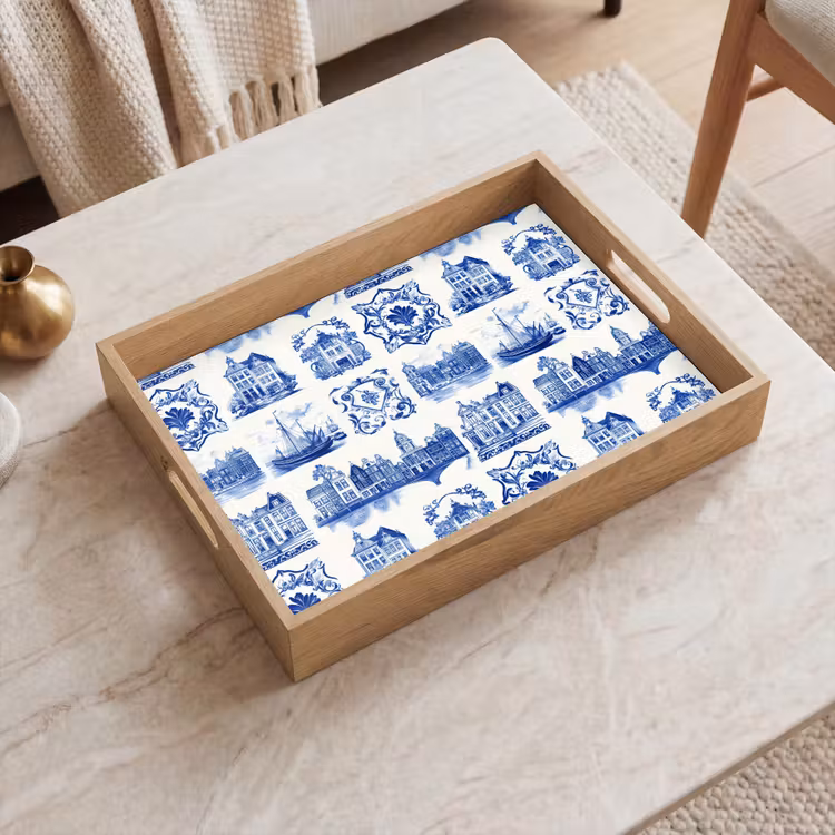 Dienblad - Huizen - Schepen - Blauw — 2