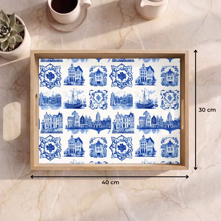 Dienblad - Huizen - Schepen - Blauw — 7