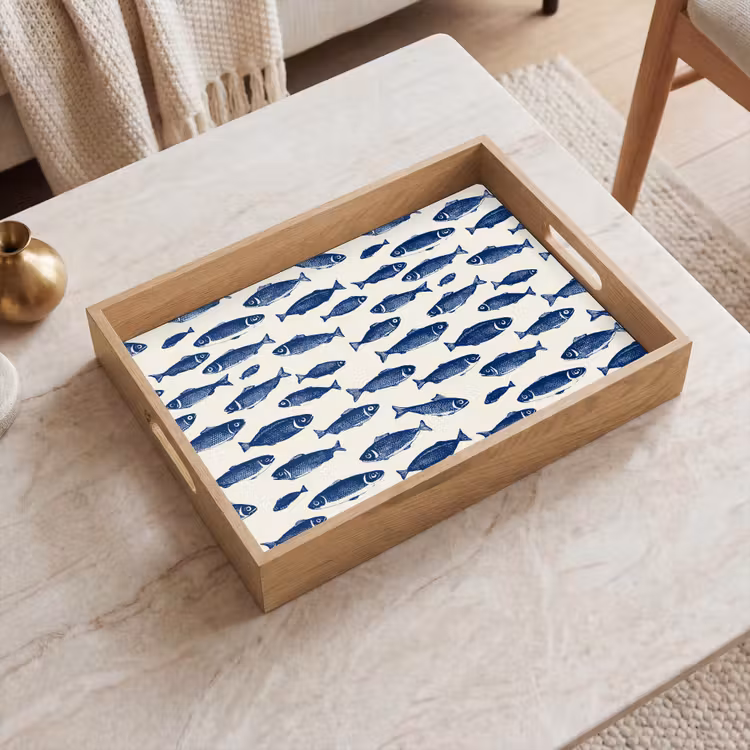 Dienblad - Vissen - Patroon - Blauw - Wit — 2