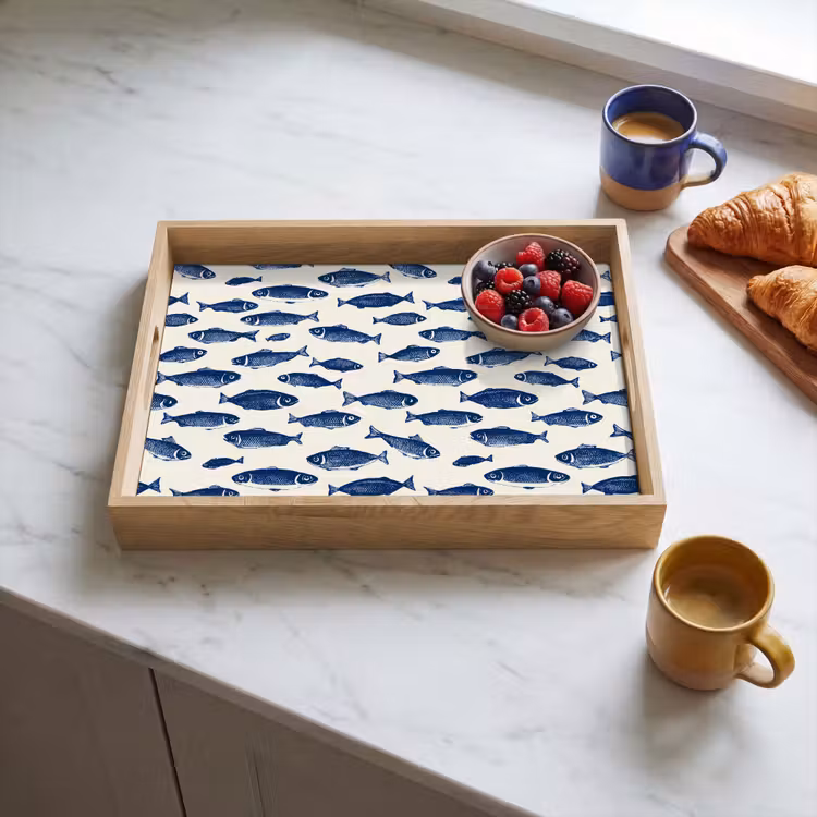 Dienblad - Vissen - Patroon - Blauw - Wit — 3