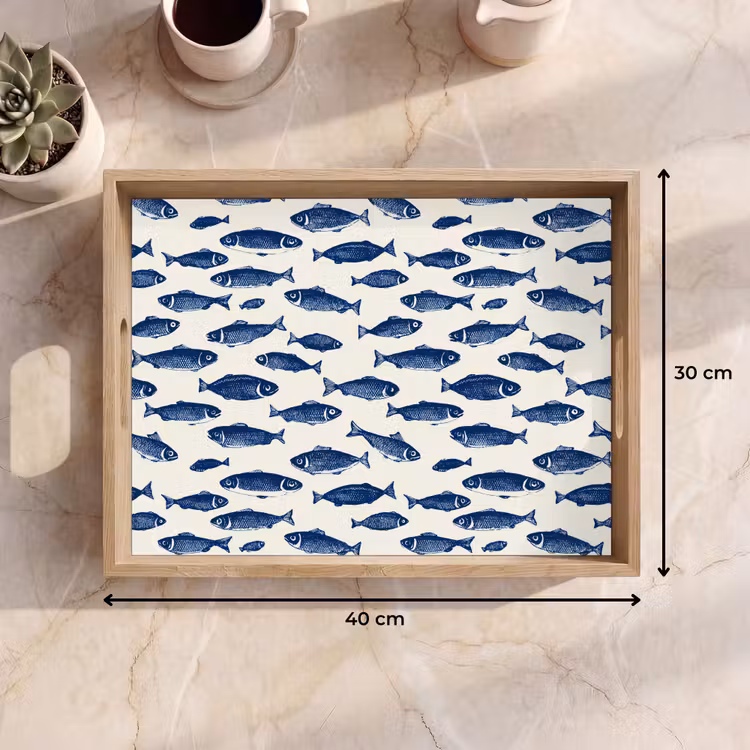 Dienblad - Vissen - Patroon - Blauw - Wit — 7