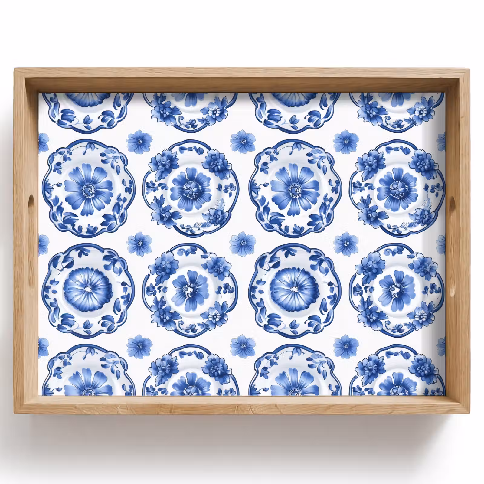 Dienblad - Sierborden - Bloemen - Blauw — 1
