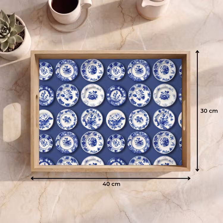 Dienblad - Borden - Floraal - Blauw — 7