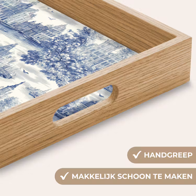 Dienblad - Huizen - Bomen - Water - Vogels - Blauw — 8