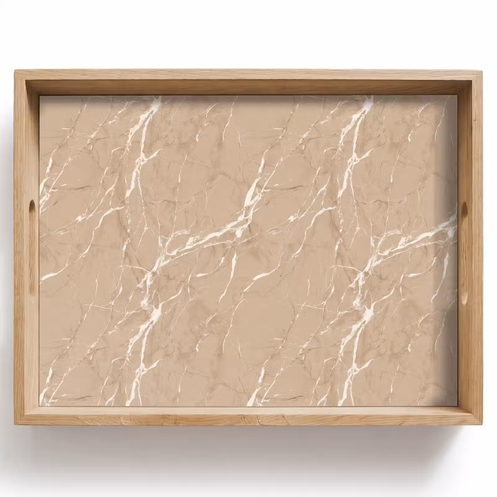 Dienblad - Beige - Marmer - Organisch - Wit — 1