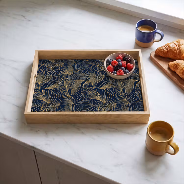 Dienblad - Abstract - Lijnen - Blauw - Goud — 3