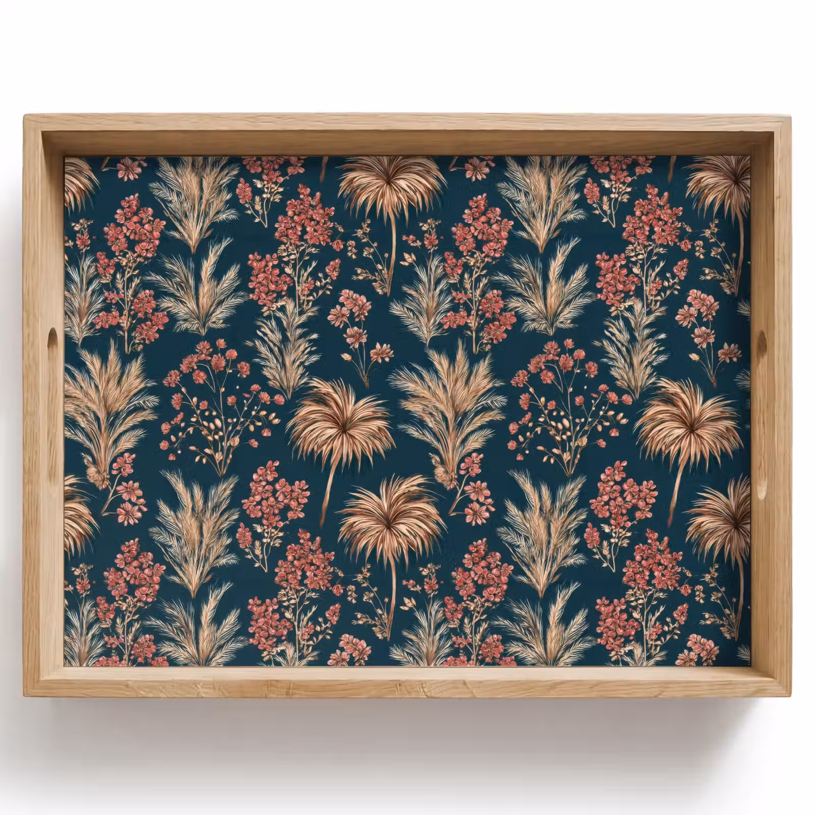 Dienblad - Botanisch - Patroon - Blauw — 1