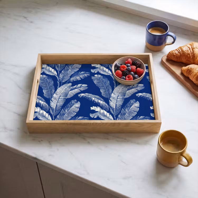 Dienblad - Blad - Palm - Blauw — 3