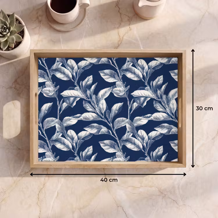 Dienblad - Botanisch - Patroon - Blauw — 7