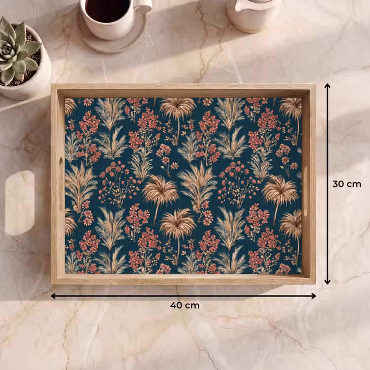 Dienblad - Botanisch - Patroon - Blauw — 7