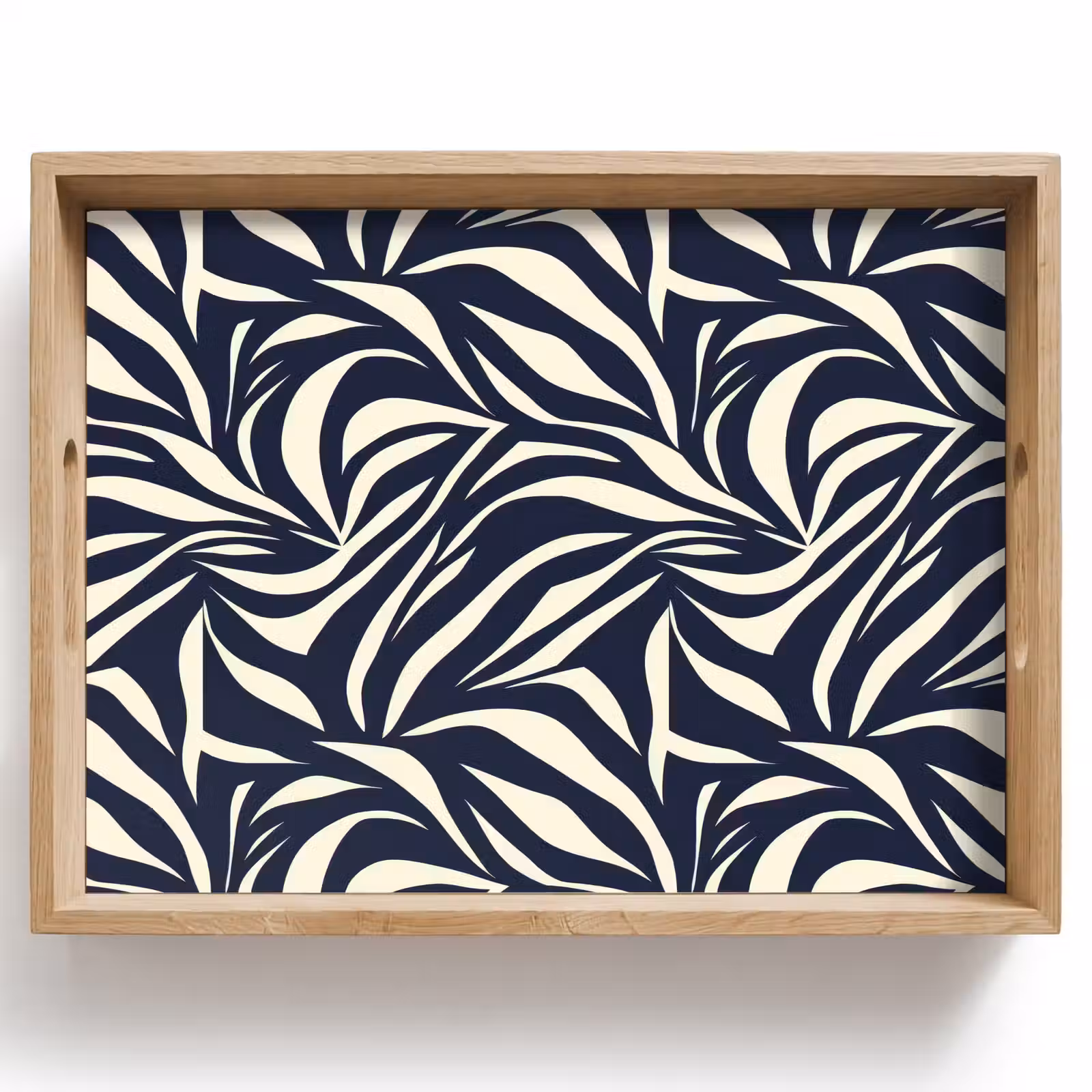 Dienblad - Bladvormen - Blauw - Patroon - Wit — 1