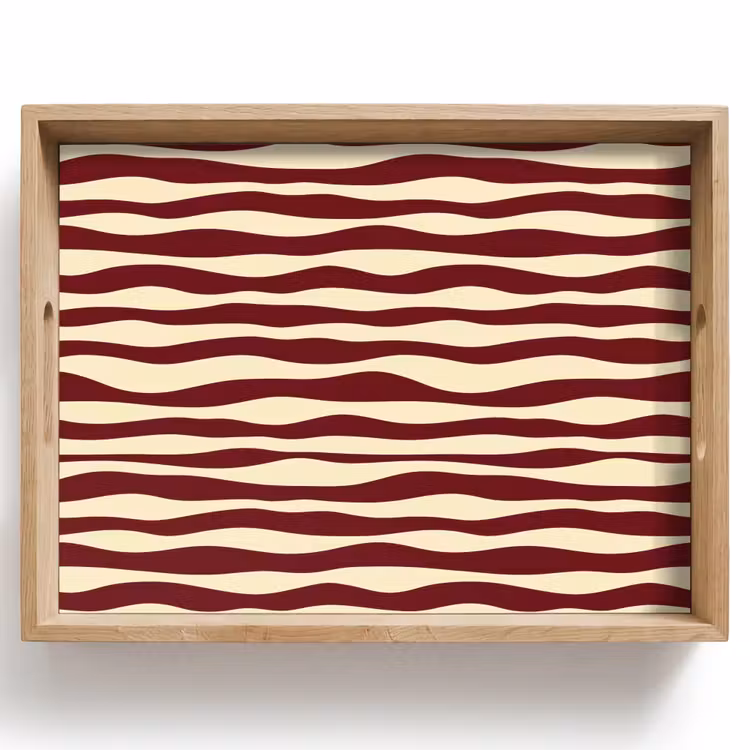 Dienblad - Golven - Rood - Patroon - Crème — 1
