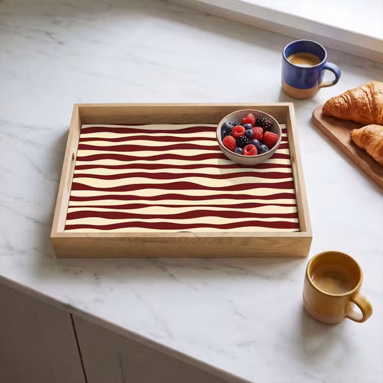 Dienblad - Golven - Rood - Patroon - Crème — 3