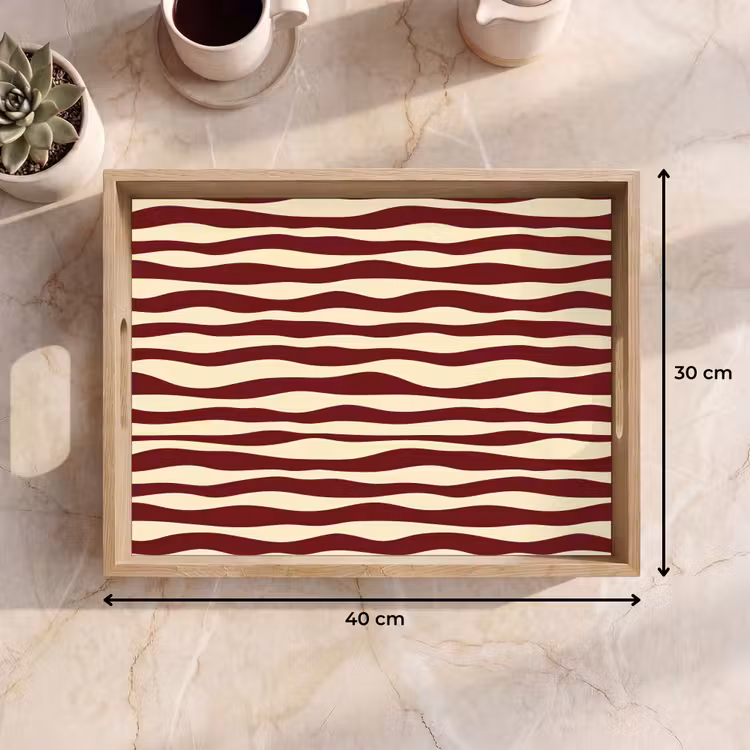 Dienblad - Golven - Rood - Patroon - Crème — 7