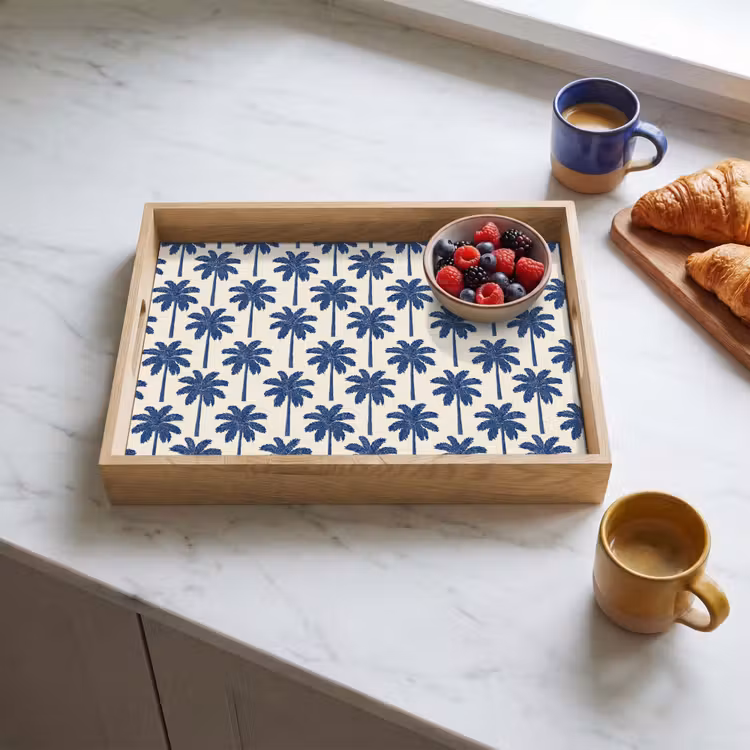 Dienblad - Symmetrisch - Palm - Blauw — 3