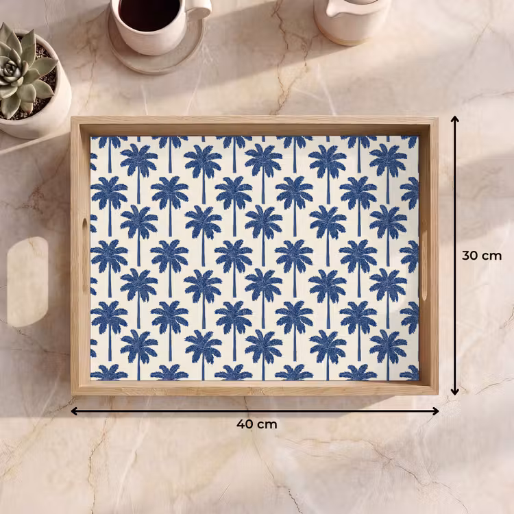 Dienblad - Symmetrisch - Palm - Blauw — 7