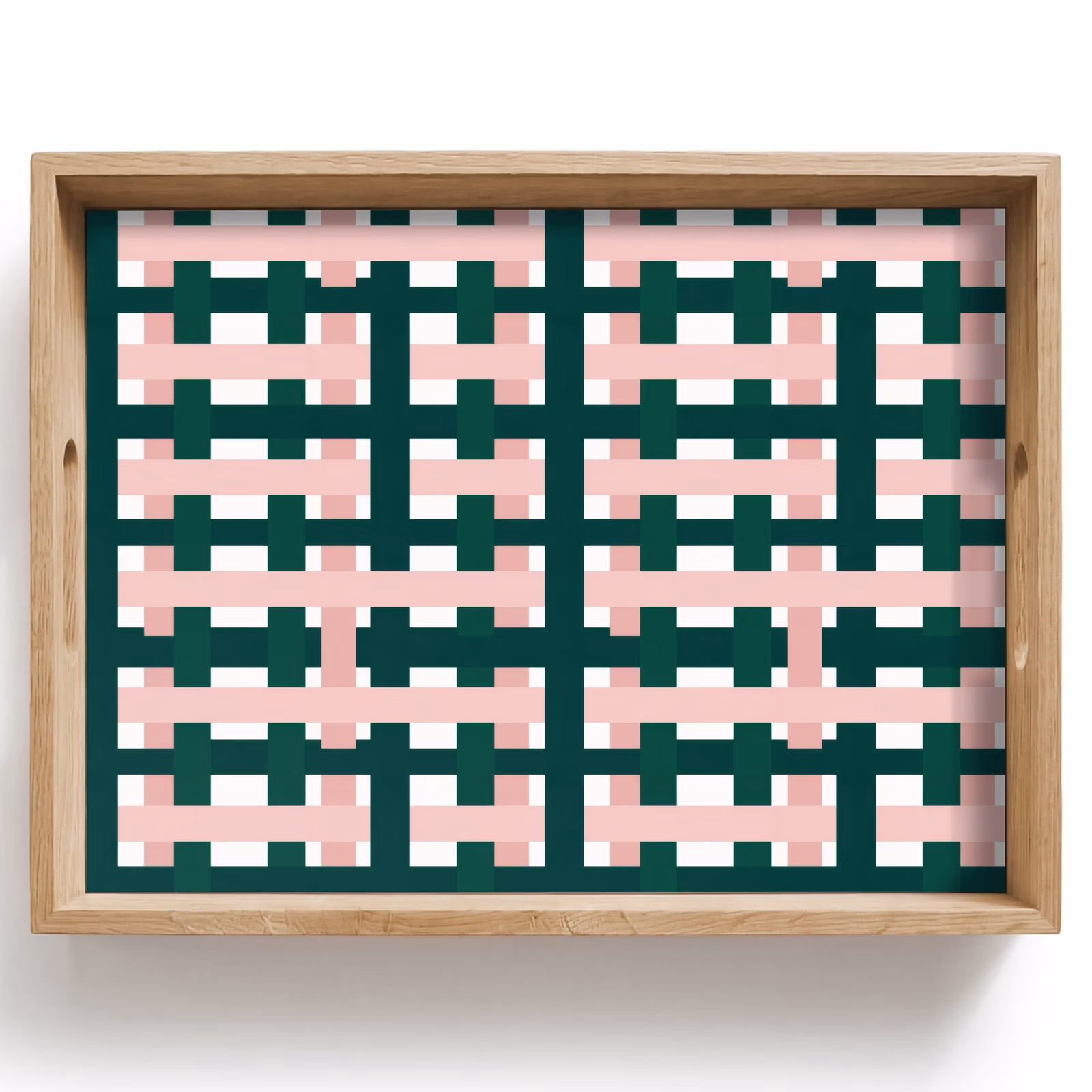 Dienblad - Vlechtpatroon - Groen - Roze - Grafisch — 1