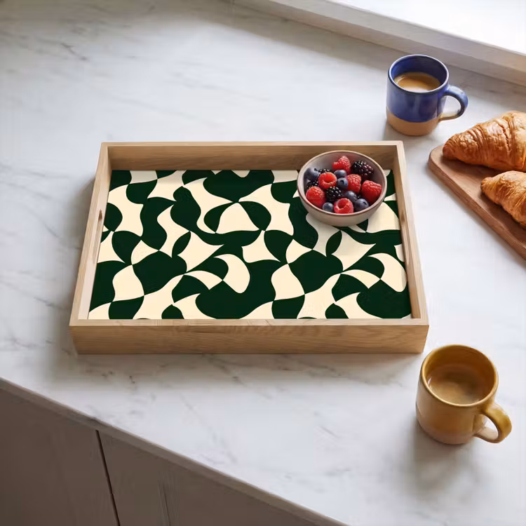 Dienblad - Groen - Organische vlakken - Crème — 3