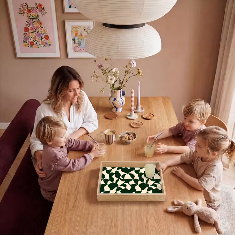 Dienblad - Groen - Organische vlakken - Crème — 5