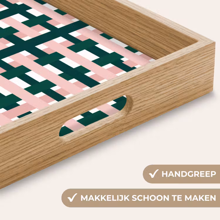 Dienblad - Vlechtpatroon - Groen - Roze - Grafisch — 8