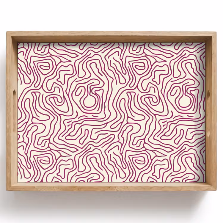 Dienblad - Kronkelende lijn - Magenta - Crème — 1
