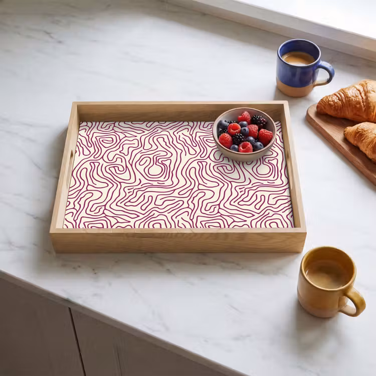 Dienblad - Kronkelende lijn - Magenta - Crème — 3