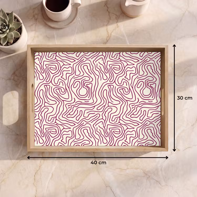 Dienblad - Kronkelende lijn - Magenta - Crème — 7