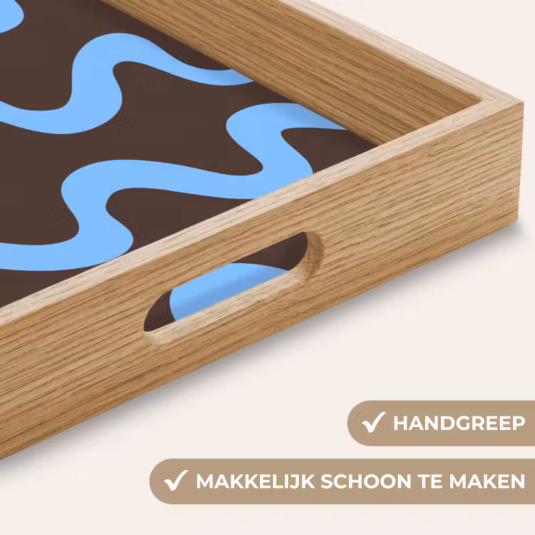 Dienblad - Kronkelende lijnen - Blauw - Bruin - Minimalistisch — 8