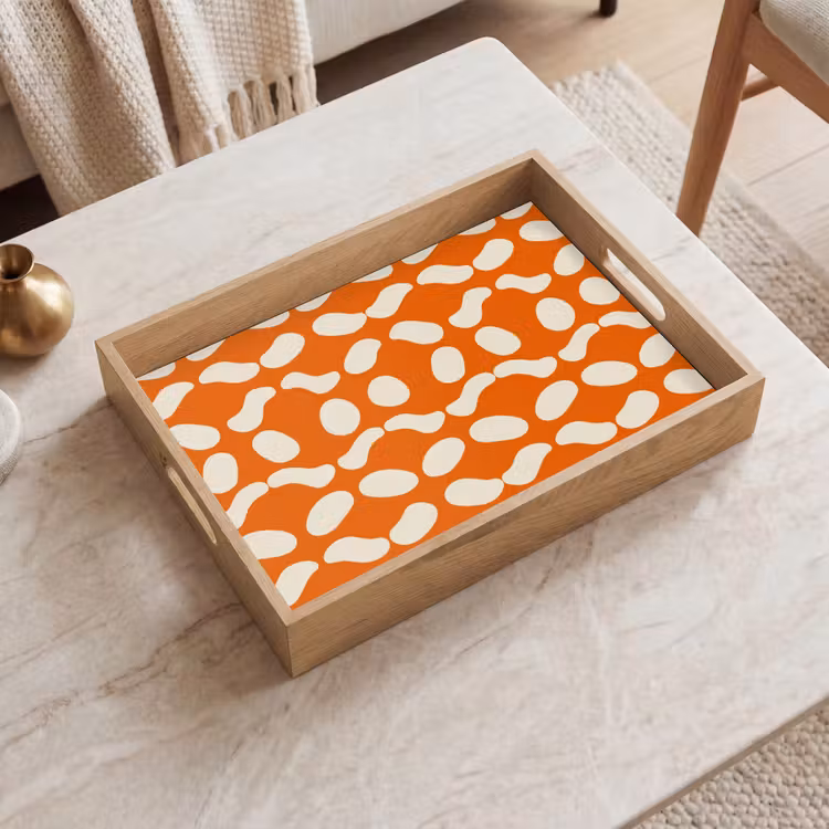Dienblad - Oranje - Organische vormen - Wit — 2