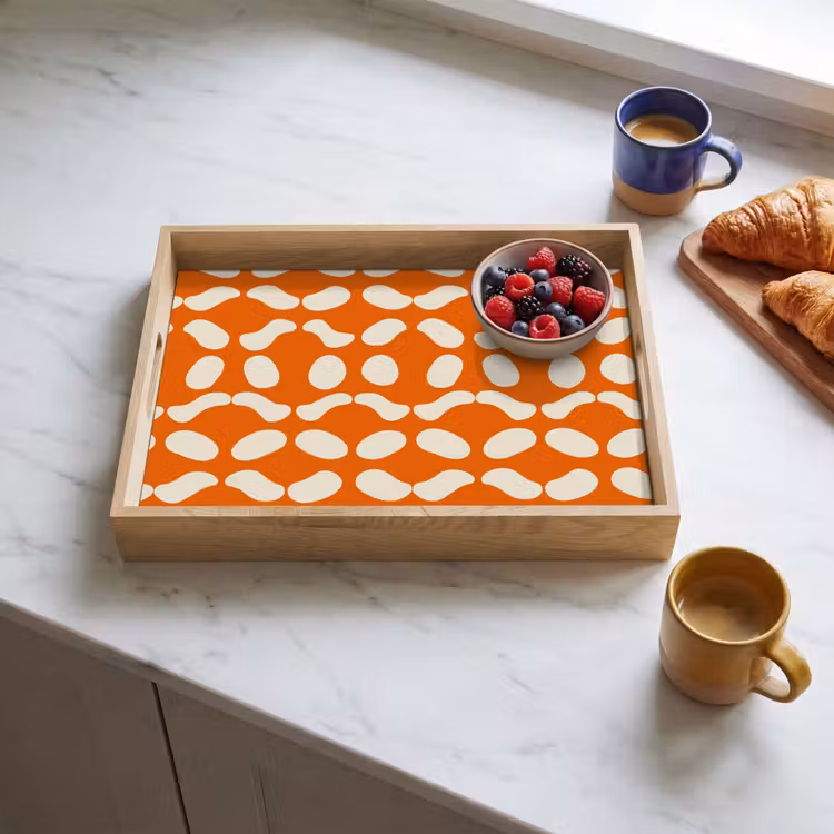 Dienblad - Oranje - Organische vormen - Wit — 3