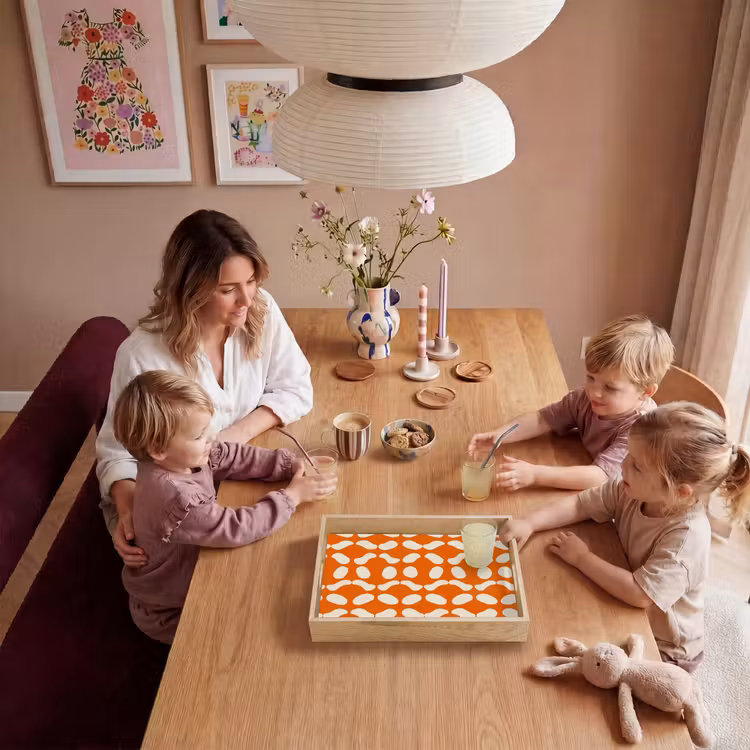 Dienblad - Oranje - Organische vormen - Wit — 5