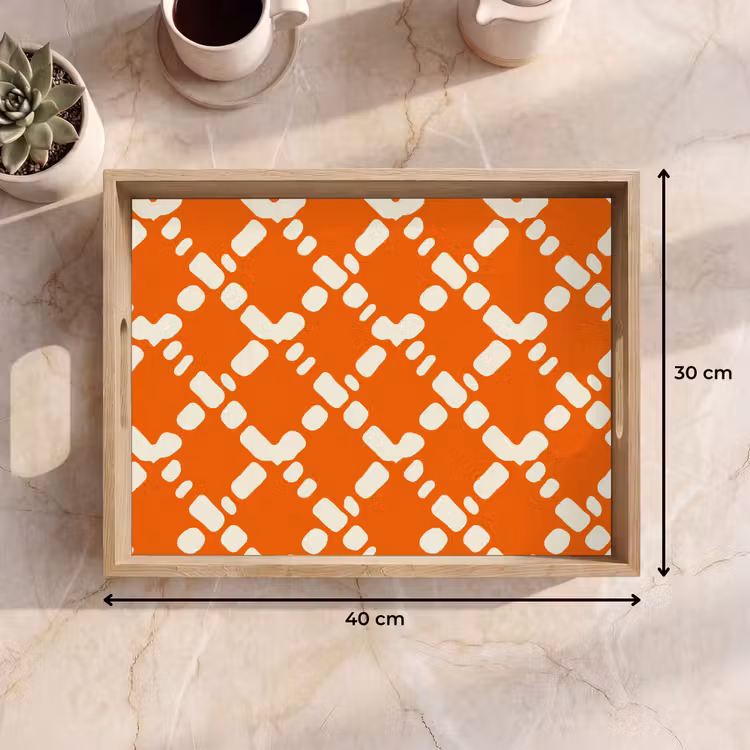 Dienblad - Oranje - Ruitpatroon - Wit — 7
