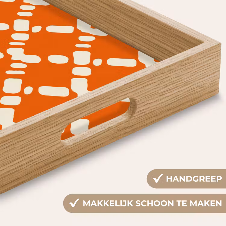 Dienblad - Oranje - Ruitpatroon - Wit — 8