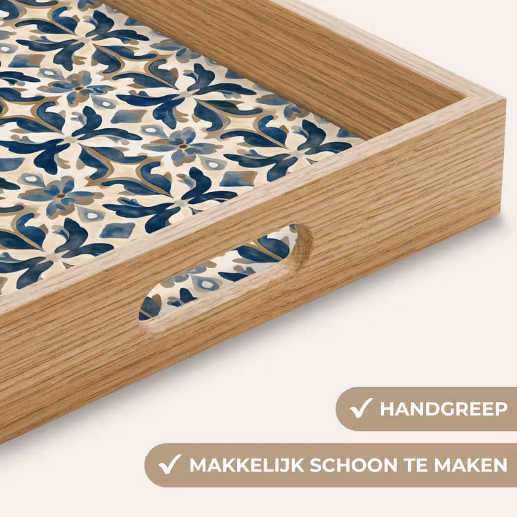 Dienblad - Tegel - Patroon - Blauw - Beige — 8