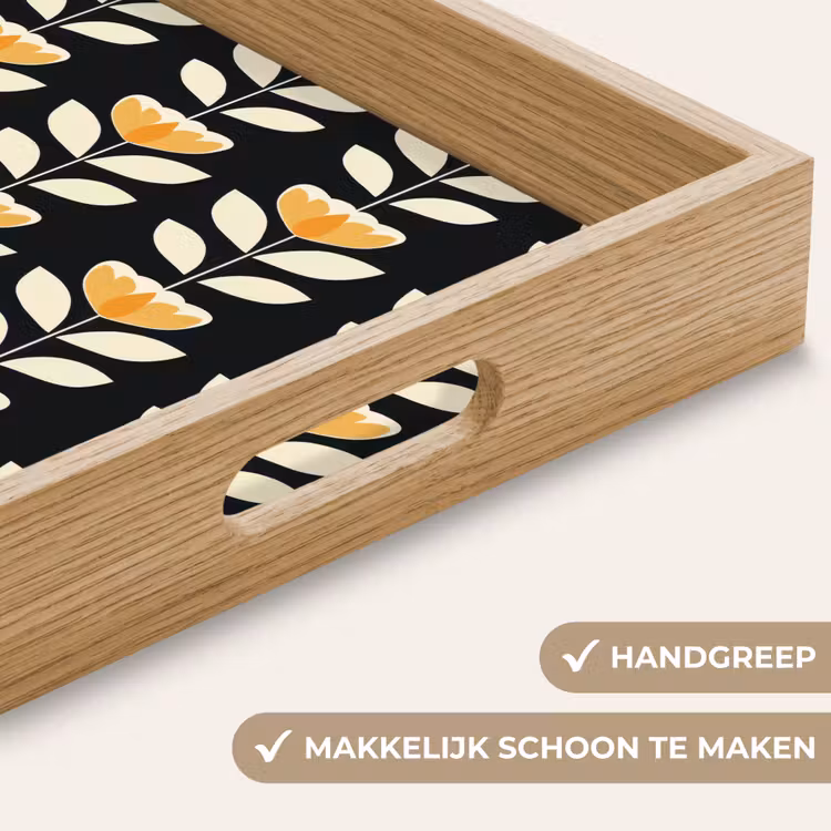 Dienblad - Retro - Bloem - Zwart - Okergeel — 8