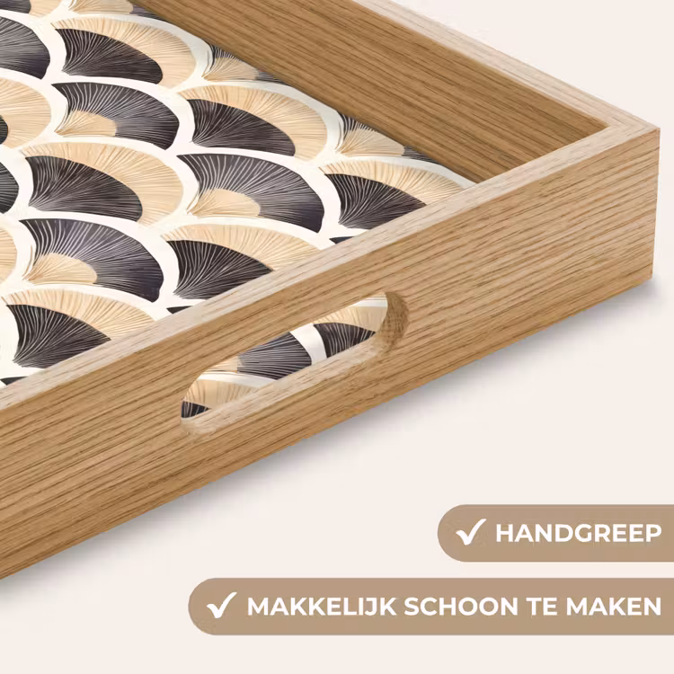 Dienblad - Waaier - Patroon - Zwart - Beige — 8