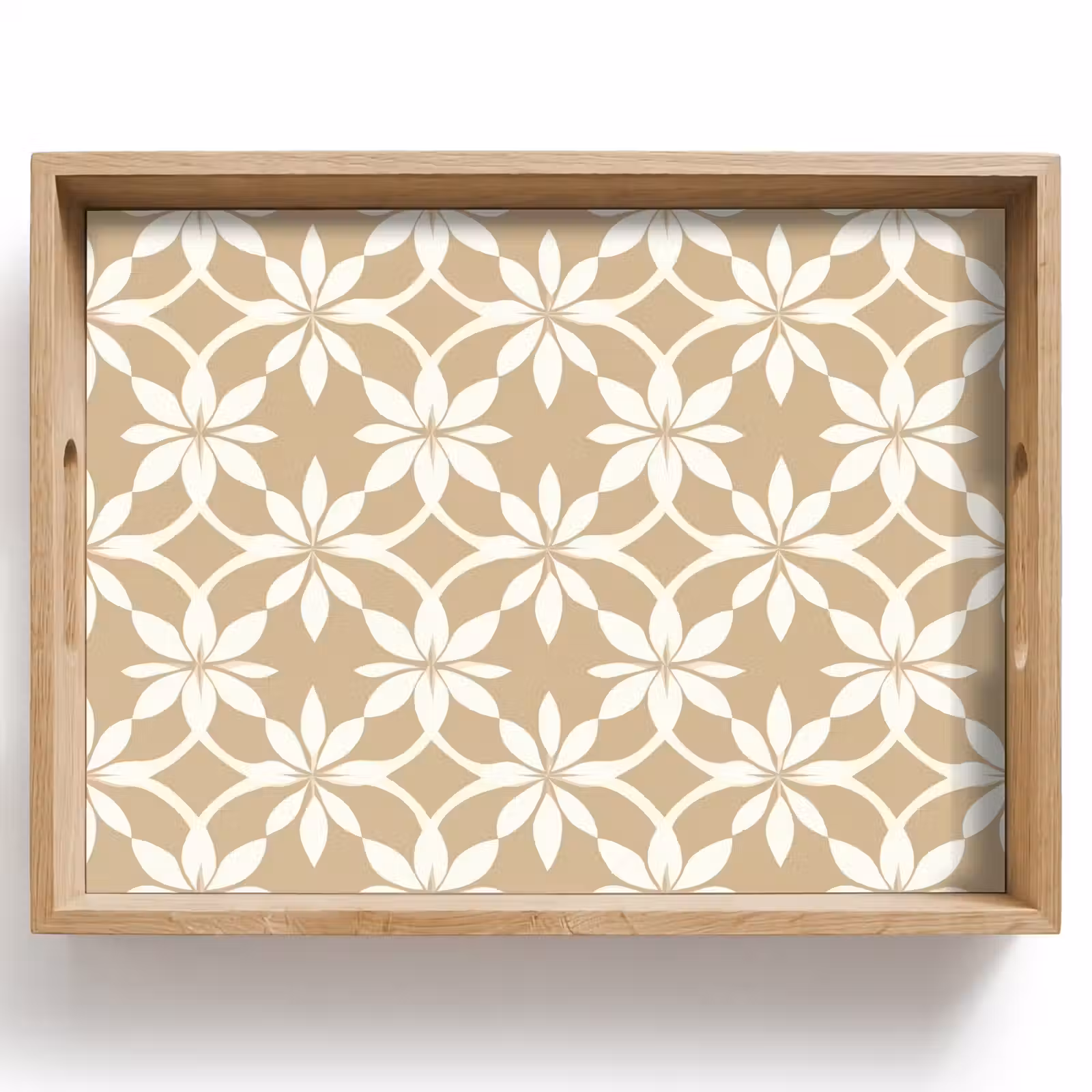 Dienblad - Bloemen - Patroon - Beige — 1
